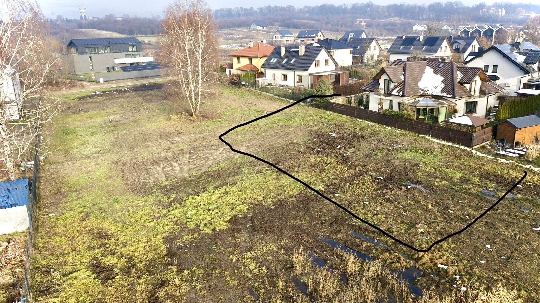 Działka pod dom 6,16 ar + udział – Kraków Dębniki, Skotniki, ul. Trockiego