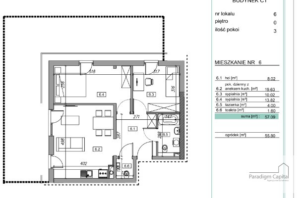 mieszkania - 57.34 m² - Kraków