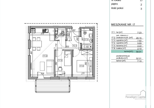 mieszkania - 52.31 m²