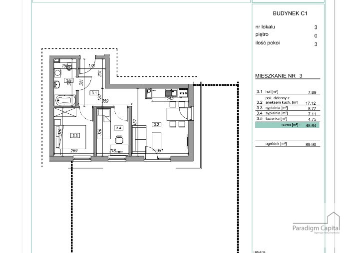 mieszkania - 45.64 m²